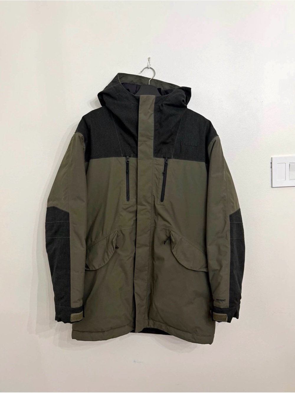 North Face Bradford Insulated Olive Green and Black Ski Jacket with Hood